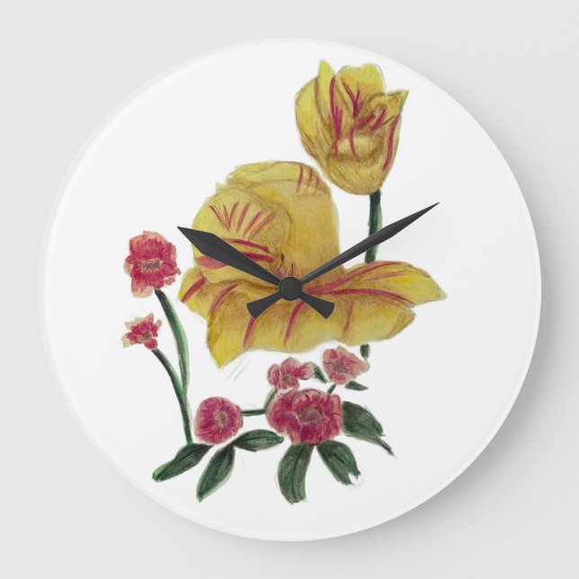 Horloge Murale Dessin De Fleurs Aquarelle (Recto)