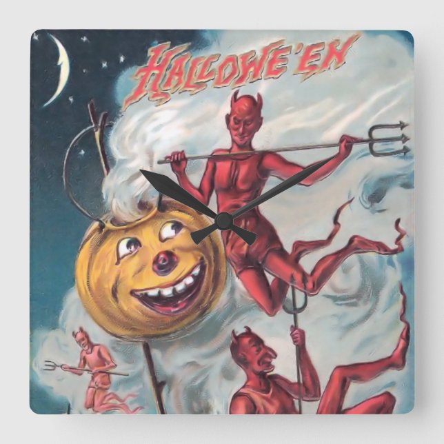 Horloge murale diabolique d'Halloween vintage (Recto)