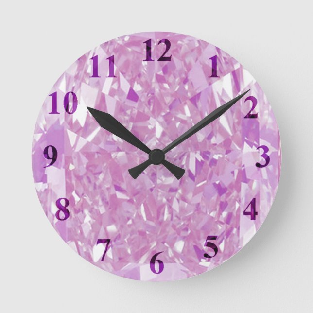 Horloge murale diamants roses moyenne (Recto)