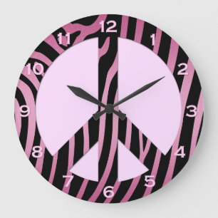 Horloge murale d'impression en noir rose Zèbre