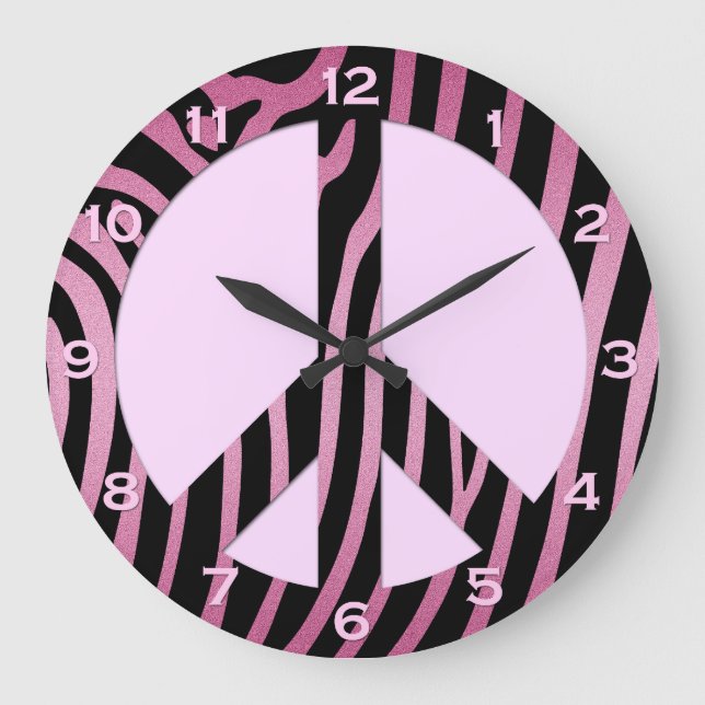 Horloge murale d'impression en noir rose Zèbre (Recto)
