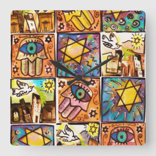 Horloge murale d'ivoire de l'Israël de nuit