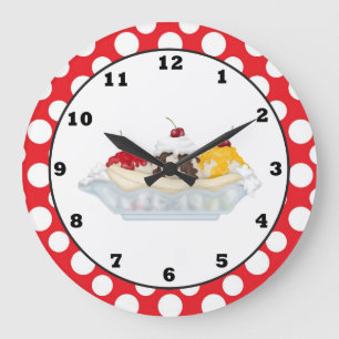 Horloge murale douce de festin de banana split