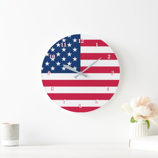 Horloge murale drapeau américain patriotique (Maison)