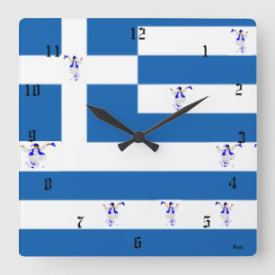 Horloge murale / Drapeau grec
