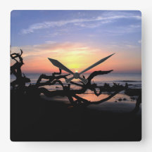 Horloge murale Driftwood Sunrise