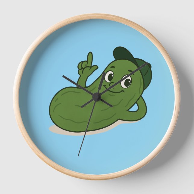 Horloge murale drôle Pickle – Cartoon de cornichon (Recto)