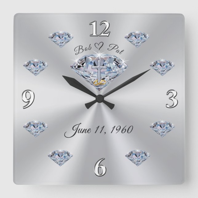 Horloge murale du 60e anniversaire pour Bob et Pat (Recto)