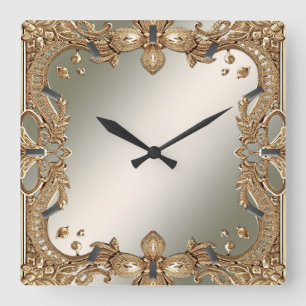 Horloge murale du cadre orné or