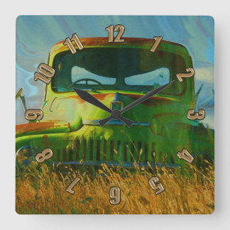 Horloge murale du camion de ferme verte