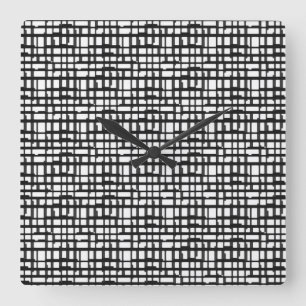 Horloge murale du Carré de grille optique Abstrait