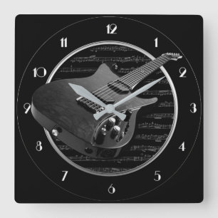 Horloge murale du Carré de guitare électrique noir