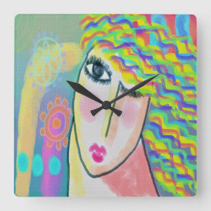 Horloge murale du Carré de peinture Abstraite d'or