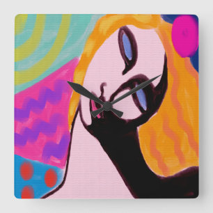 Horloge murale du Carré de peinture Abstraite d'or