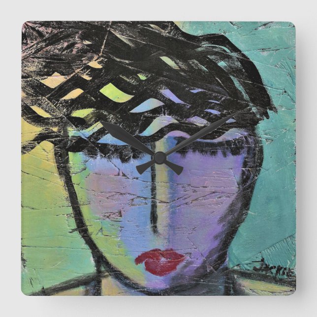 Horloge murale du Carré de peinture Abstraite d'or (Recto)