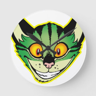 Horloge murale du chat de dessin fluorescent