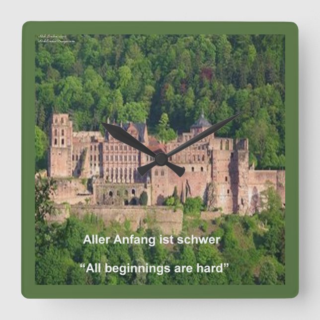 Horloge murale du château de Heidelberg et proverb (Recto)