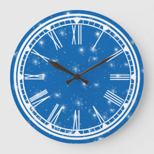Horloge murale du ciel bleu et des étoiles blanche