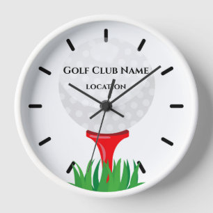 Horloge murale du club de golf, cadre en bois blan