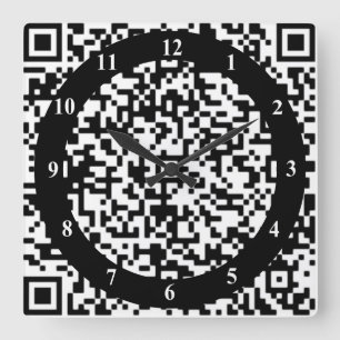Horloge murale du code QR - Bac d'art et blanc