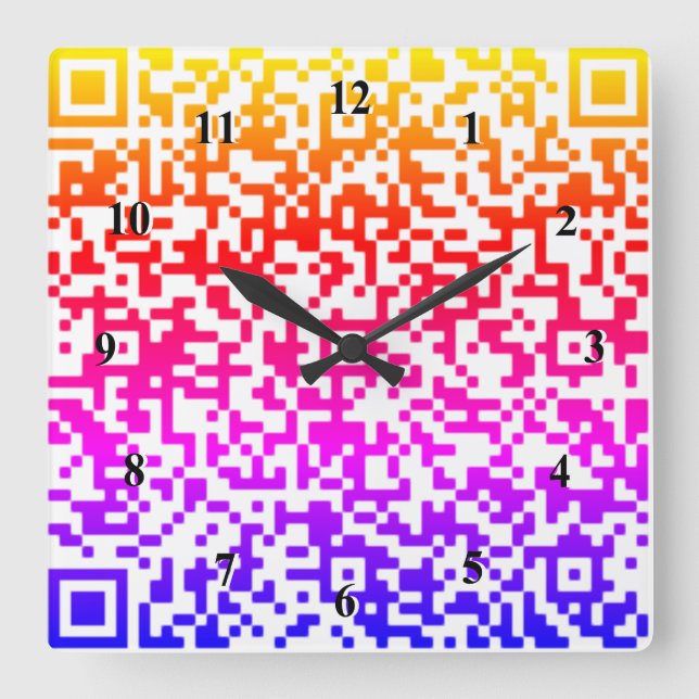 Horloge murale du code QR - Couleurs arc-en-ciel (Recto)