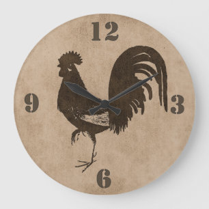 Horloge murale du coq rustique Brown