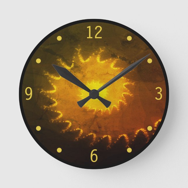 Horloge murale du coucher de soleil fractal (Recto)