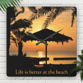 Horloge murale du coucher de soleil sur la plage t