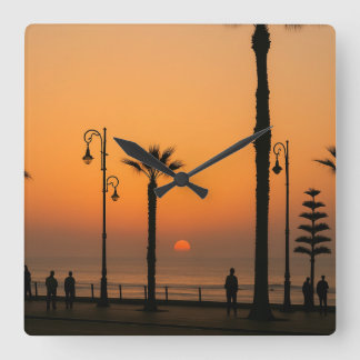Horloge murale du coucher de soleil tropical - Vib
