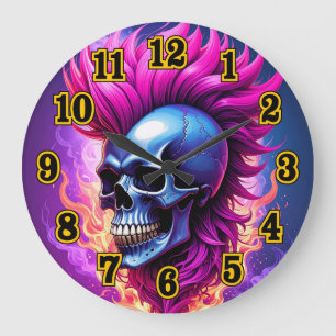 Horloge murale du crâne de pointe flamboyante