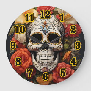 Horloge murale du crâne de sucre