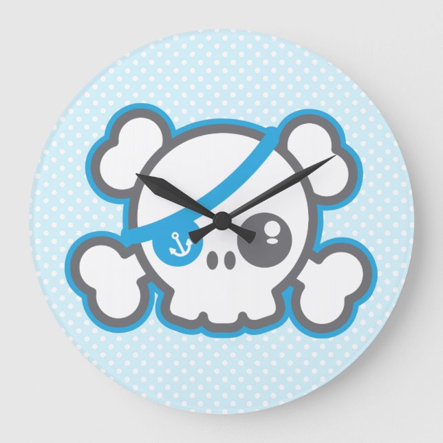 Horloge murale du crâne du pirate Kawaii (Recto)