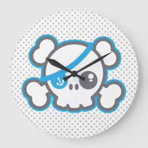 Horloge murale du crâne du pirate Kawaii
