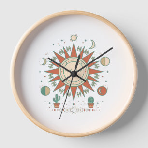 Horloge murale du désert céleste - Cactus Soleil L