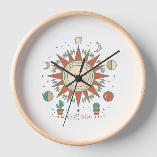 Horloge murale du désert céleste - Cactus Soleil L (Recto)