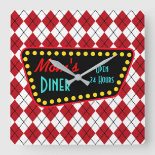 Horloge murale du diner de maman rétro 