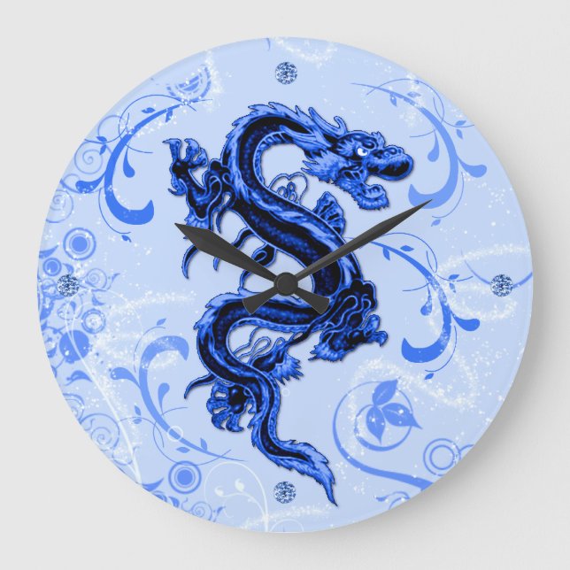 Horloge murale du Dragon Imaginaire Bleu (Recto)