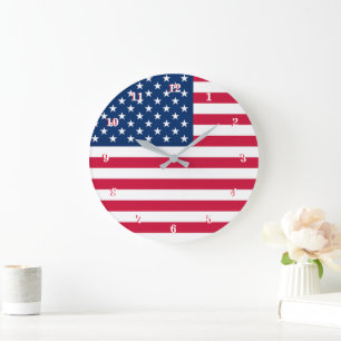 Horloge murale du drapeau américain USA Patriotiqu