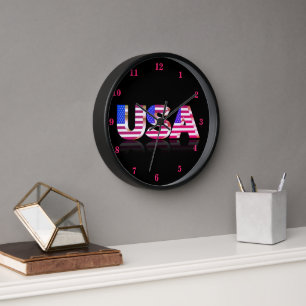 Horloge murale du Drapeau Patriotique USA