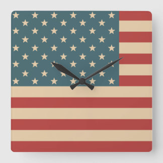 Horloge murale du drapeau rustique américain