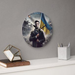 Horloge murale du drapeau ukrainien de Zelenskyy