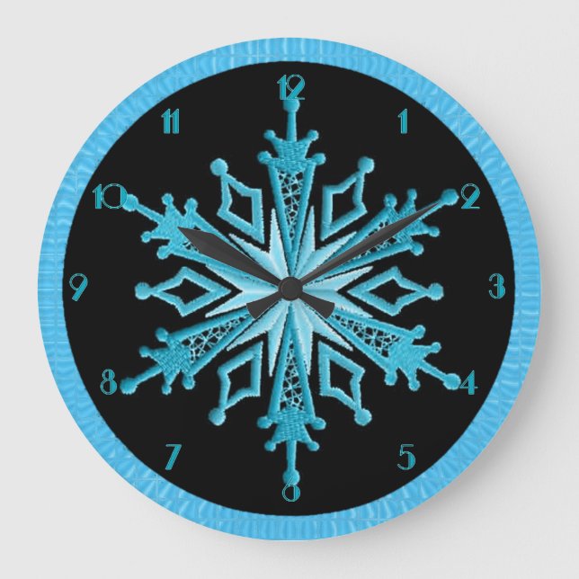 Horloge murale du flocon de neige bleu glace (Recto)