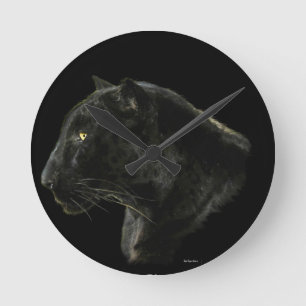 Horloge murale du gros chat Jaguar noir