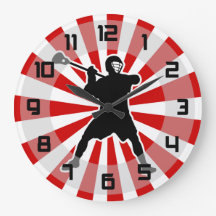 Horloge murale du Lacrosse - rouge blanc noir