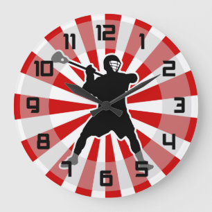 Horloge murale du Lacrosse - rouge blanc noir