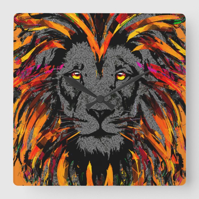Horloge murale du lion orange - Illustration de la (Recto)