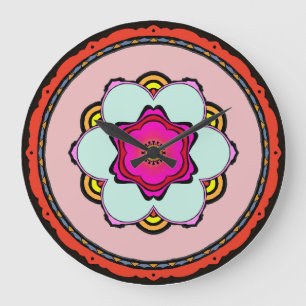 Horloge murale du mandala des fleurs