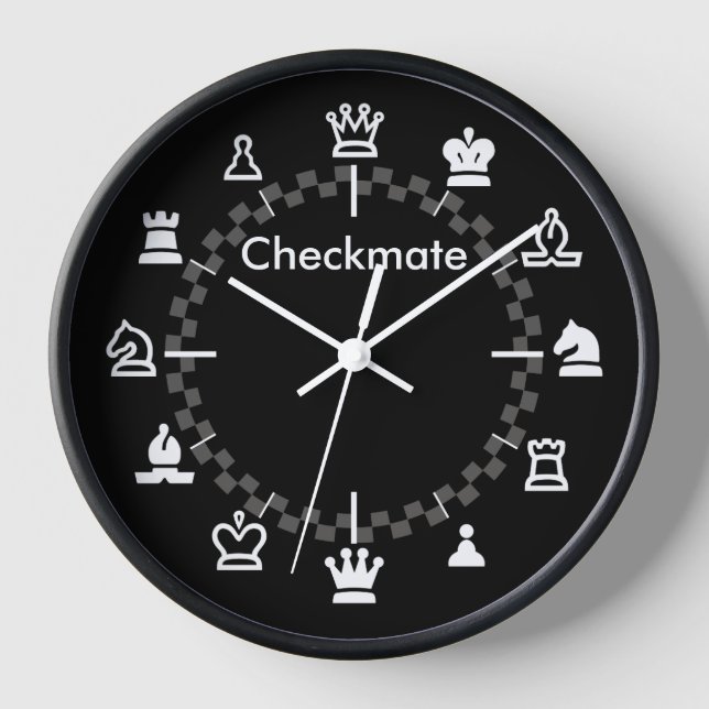 Horloge murale du matchs - damier en noir (Recto)