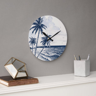 Horloge murale du palmier côtier - Plage Vintage A