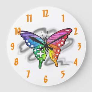 Horloge murale du papillon arc-en-ciel